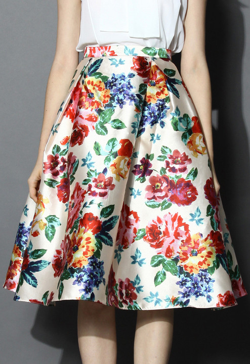 Floral-Midi-Skirt