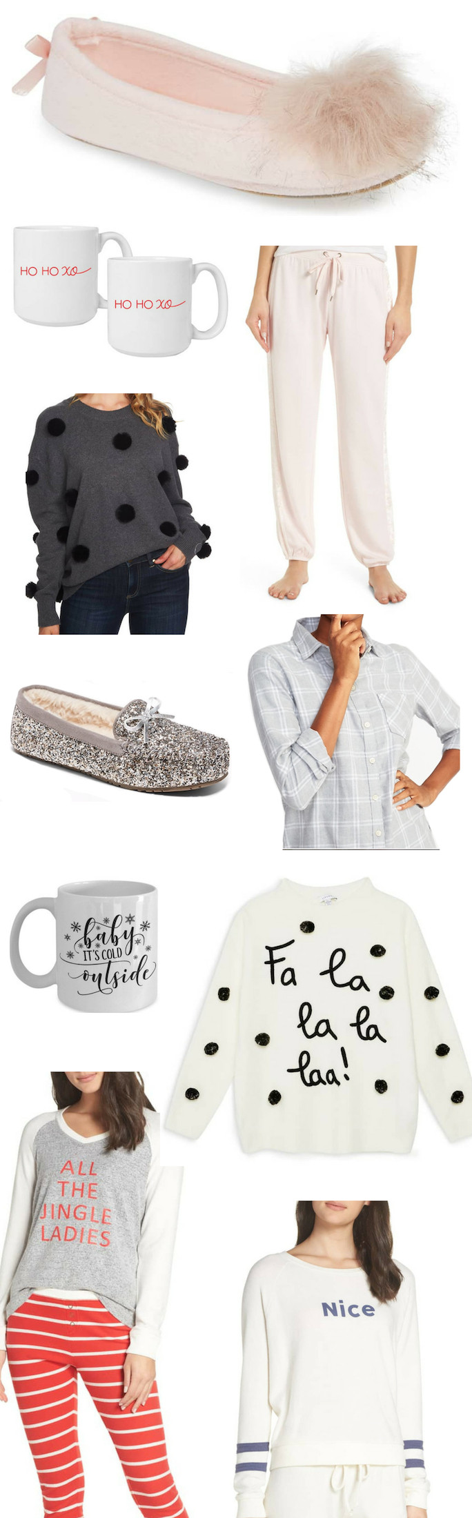 Feminine Cozy Christmas Loungewear in pink, pink loungewear