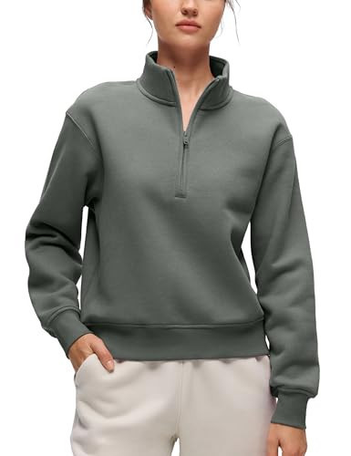 CRZ YOGA fleece lined funnel neck half zip sweatshirt from Amazon, a Lululemon Scuba alternative