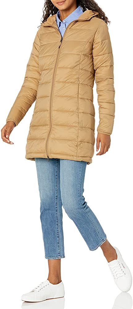 Amazon Essentials Women's Lightweight Long-Sleeve Full-Zip Water-Resistant Packable Hooded Puffer...