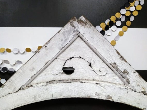 Gorgeous Architectural Salvage | White Header |  Pediment | Vintage Statement Piece | White Headb...